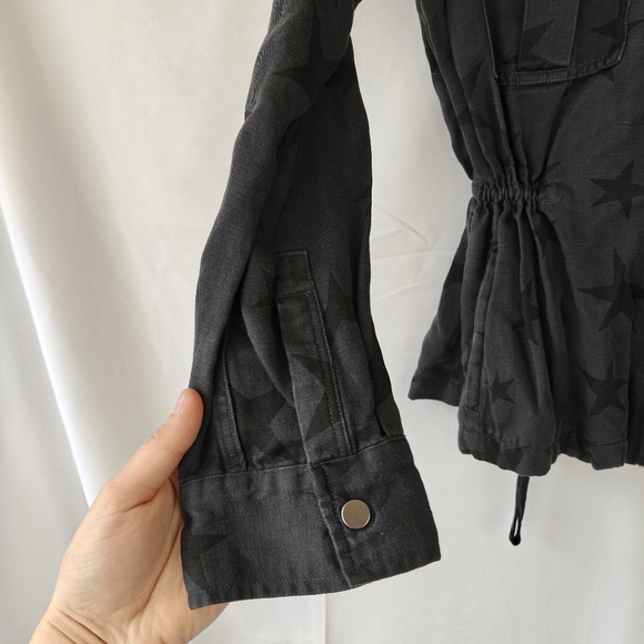 Rails Trey Jacket in Charcoal Oversized Stars Linen Blend Zip Button Size Small - Picture 10 of 14